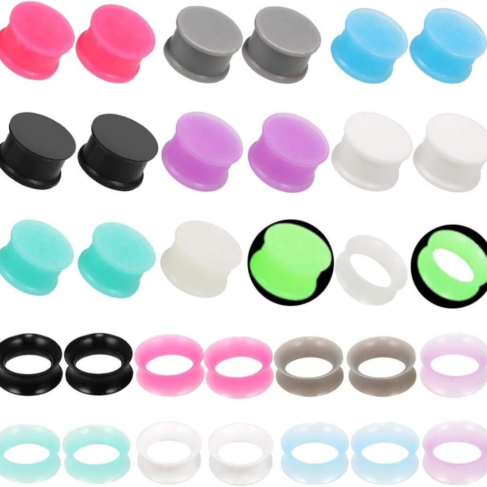 Silicone Ear Gauges 16 Pairs 6-20mm Flexible Tunnels for Ear Stretching